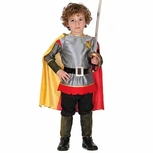 Ensemble de costume de chevalier romain pour enfants Halloween cosplay fête avec cape.