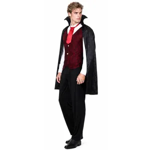 Men vampire costume gothic cape red vest adult halloween party cosplay outfit 1pc