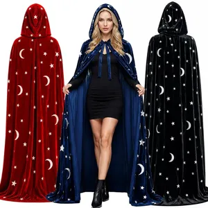 Halloween Stella E Luna Mantello Di Velluto Con Cappuccio Cosplay Costume Festa Vampiro Mantello Lungo Per Donne Uomini