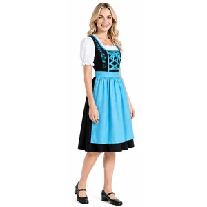 Traditional German Oktoberfest dirndl dress light blue costume for women party outfit
