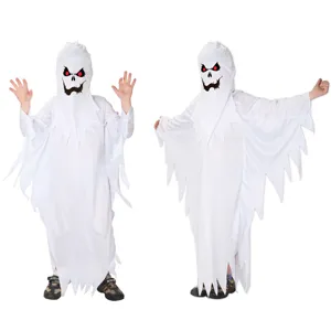 Bambini Halloween bianco fantasma costume spaventoso festa cosplay veste occhi rossi