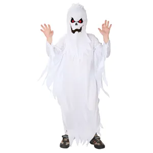 Costume da fantasma bianco per bambini per festa di Halloween, vestito cosplay spaventoso.