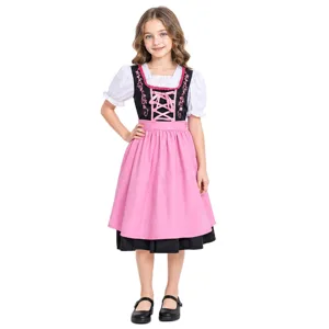 Robe Dirndl traditionnelle bavaroise de Munich pour enfant costume de serveuse de bière.