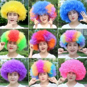 Halloween Party Costume Colorful Clown Wig Afro Curly Rainbow Hair Set For Adults And Kids Cosplay Dress Up Accessories