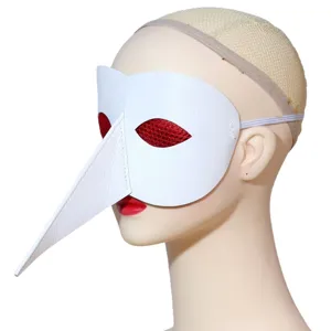 Halloween plague doctor mask white long beak masquerade costume party role play prop detail view