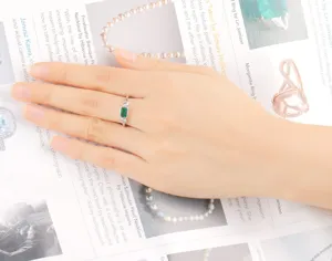 Eleganter S925 Sterling Silber Nano Smaragd Ring Vintage Geburtsstein Modeschmuck Damen
