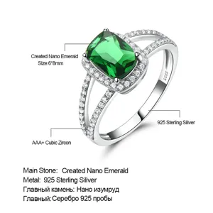 S925 Sterlingsilber Rechteckiger Nano Smaragdgrüner Stein Ring Damen Mode Zirkonia Pavé Finger Schmuck Geschenk