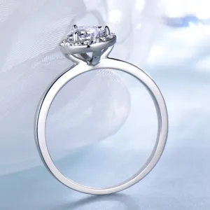 Einfacher 925 Sterlingsilber Ring Birnenschliff Erstellter Smaragd Halo Ring Damen Minimalistisch Zirkonia Tropfen Fingerring Schmuck Geschenk