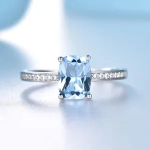 925 Sterlingsilber Himmelblau Topas Schmuckset Rechteckig Strass Halskette Ohrringe Ring Für Damen Mode Luxus Hochzeit Schmuck
