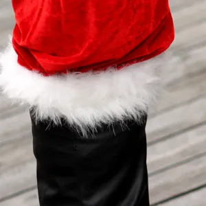 Costume de Père Noël pour homme veste en velours rouge et pantalon pour fête