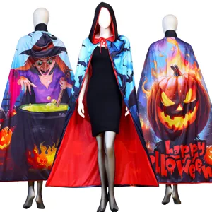 Halloween cloak cape witch pumpkin printed costume party festival dress up apparel!