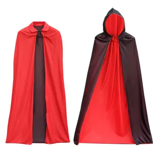 Halloween black red reversible cloak cape hooded and collar costume party cosplay apparel