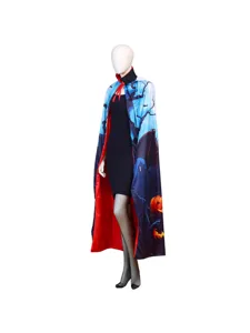 Halloween pumpkin bat print hooded cape costume for women party holiday dress up apparel