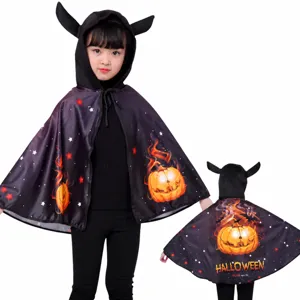 Fiesta de Halloween capa impresion 3D ninos calabaza diablo cuernos disfraz capa