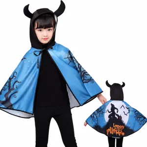 Capa de Diablo de Halloween para Niños con Capucha Disfraz de Cosplay 90-140cm