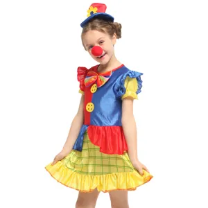 Kids Halloween clown costume dress for girls and boys performance party wear detail view.