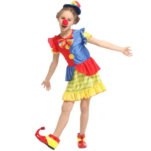 Kids clown costume for Halloween party performance colorful dress funny outfit role play