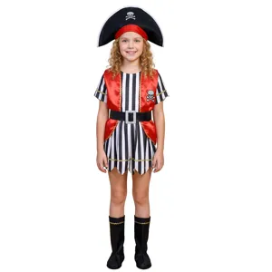 Kids pirate costume set with hat dress belt for Halloween party dress up cosplay apparel