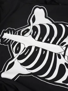 Costume da scheletro di Halloween per bambini felpa nera con tessuto traspirante.