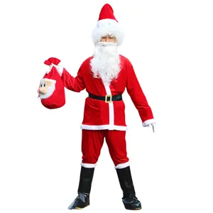 Costume de Père Noël Adulte Unisexe Velours Doré Luxe Tenue de Fête Cosplay Festif