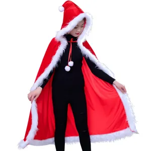 Christmas Santa Claus hooded velvet cape red cloak festive holiday party costume apparel