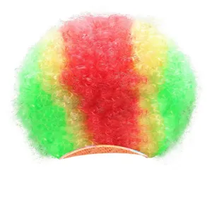 Colorful rainbow afro wig with visor for Halloween party, masquerade and sports fans.