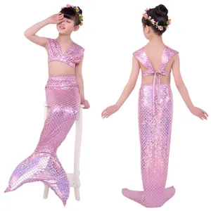 Set costume da bagno sirena rosa per bambini, abbigliamento da nuoto scintillante per bambine.