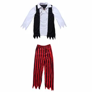 Vue détaillée du tableau des tailles de costume de pirate d'Halloween pour enfants.