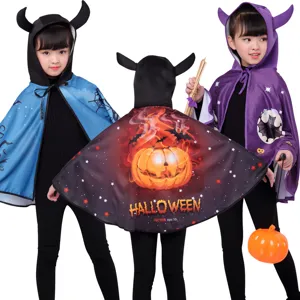 Capa Halloween ninos diablo calabaza bruja disfraz fiesta cosplay vestimenta divertida