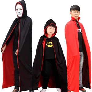 Halloween Ενήλικες Παιδιά Χάρος Βαμπίρ Διάβολος Κάπα Κουκούλα Όρθιος Γιακάς Cosplay Πάρτι Στολή