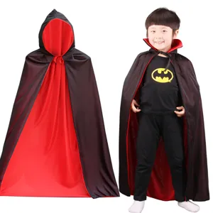 Παιδική Κάπα Βαμπίρ Halloween με Κουκούλα Διπλή Όψη Μαύρο Κόκκινο Στολή Πάρτι