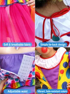 Kinder Auftritt Clown Kostüm Set mit bunten Pünktchen Tüllrock und verstellbarer Taille.