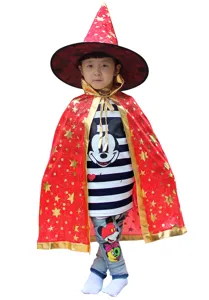 Enfants Halloween sorcière costume cape rouge étoile chapeau pointu fête performance