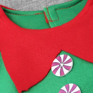 Costume de lutin de Noël pour enfants détail rouge vert fête festive vêtement de spectacle