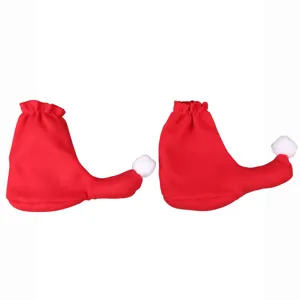 Couvre-chaussures de costume d'elfe de Noël rouges accessoires de bottes de fête festive