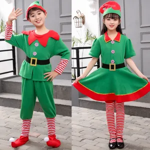 Enfants Adultes Elfe de Noël Père Noël Costume Famille Assortie Tenue Vacances Scène Performance Cosplay