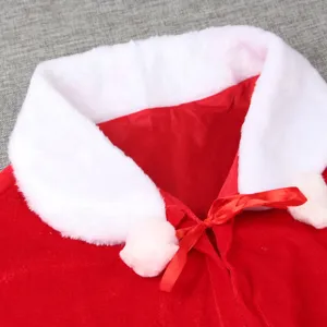 Weihnachten Samt Umhang Kragen mit Plüschbesatz und rotem Schleifenband für Party.