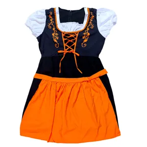 Oktoberfest deutsches Bierfest bayerisches Kleid Halloween Kostüm schwarz orange Detailansicht