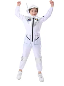Kids Astronaut Costume White Space Suit Children Halloween Cosplay Party Stage Outfits