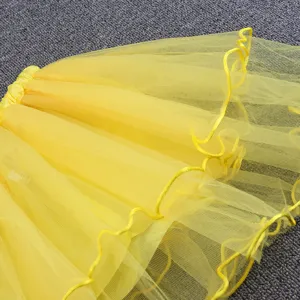 Yellow kids tutu mesh skirt for dance performance, fluffy layered short skirt for little girls.