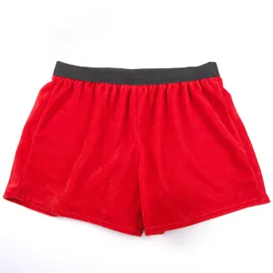 Pantalones cortos de terciopelo rojo para niños parte inferior de disfraz festivo cintura elástica