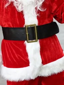 Disfraz de Papá Noel para hombre de terciopelo rojo con cinturón negro para Navidad.
