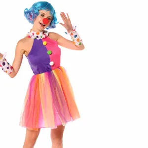 Déguisement de clown pour femme adulte robe colorée de carnaval fête spectacle avec accessoires