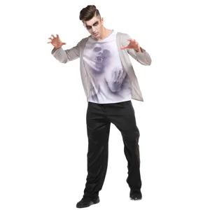 Detailed view of the Halloween vampire 3D ghost costume, featuring scary prints for parties.