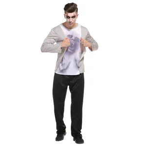 Halloween Vampire Costume 3D Printed Scary Cosplay Outfit Men Stage Performance Dress