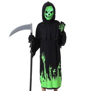 Costume da Tristo Mietitore di Halloween per bambini con falce e maschera teschio