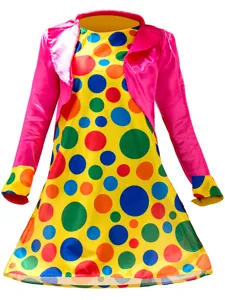 Ensemble de costume de clown coloré à pois pour femme pour fête spectacle et carnaval.