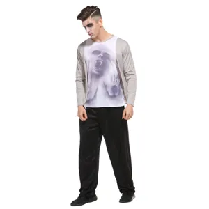 Halloween 3D Vampire Costume Set with Ghost T-Shirt and Cardigan for Cosplay Party
