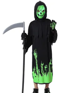 Spettrale Costume da Morte per Bambini Halloween con Maschera Teschio e Falce