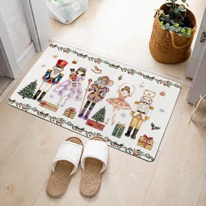 Tapis de porte de Noël Casse-Noisette, tapis de sol décoratif pour entrée et couloir.